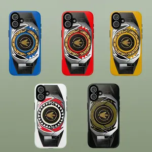 [Magsafe Version] Power Rangers Dino Thunder mode Colorful Power Morpher inspired Phone Case with Iconic All Rangers Dino Coin Design for iPhone 16 Pro Max 15 Plus 14 Pro 13 12 11 XS Max etc Shockproof Superhero Anime Protection Durable Polycarbonate TPU