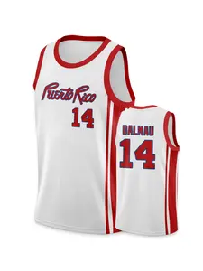 Men's Basketball Jersey #14 Puerto Rico Classic Color, Quick-Dry Comfortable Soft Fabric, Sporty Fitted Design for Training, Classic Throwback Jersey