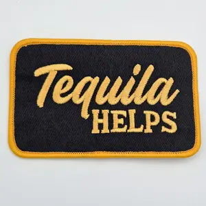 “Tequila Helps” Embroidered Hat Patch – Boutique Statement Patch for Hat Bars & Custom Collections