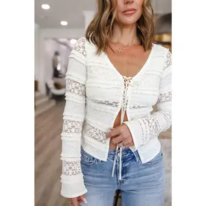Risk it all Long Sleeve Solid Knit Top - Ivory