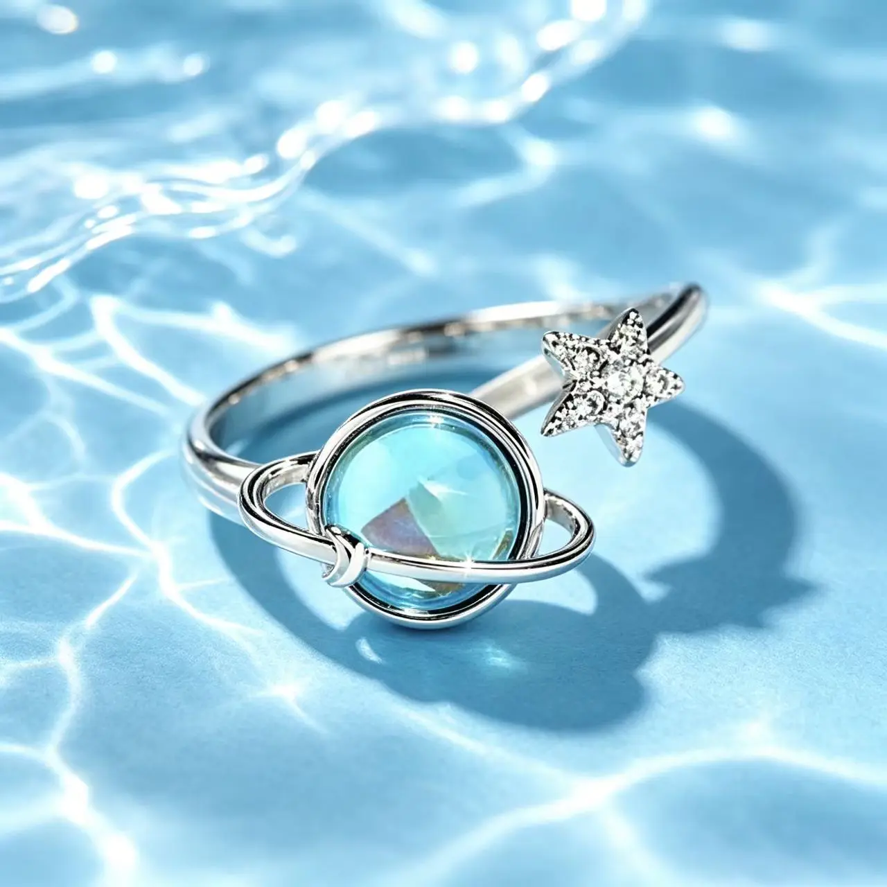 Women's Celestial Motif Rotating Ring - Anti-Anxiety Stress Relief Jewelry with Tactile Spin Feature, Calming Interactive Female Fidget Ring, Ideal Daughter Gift