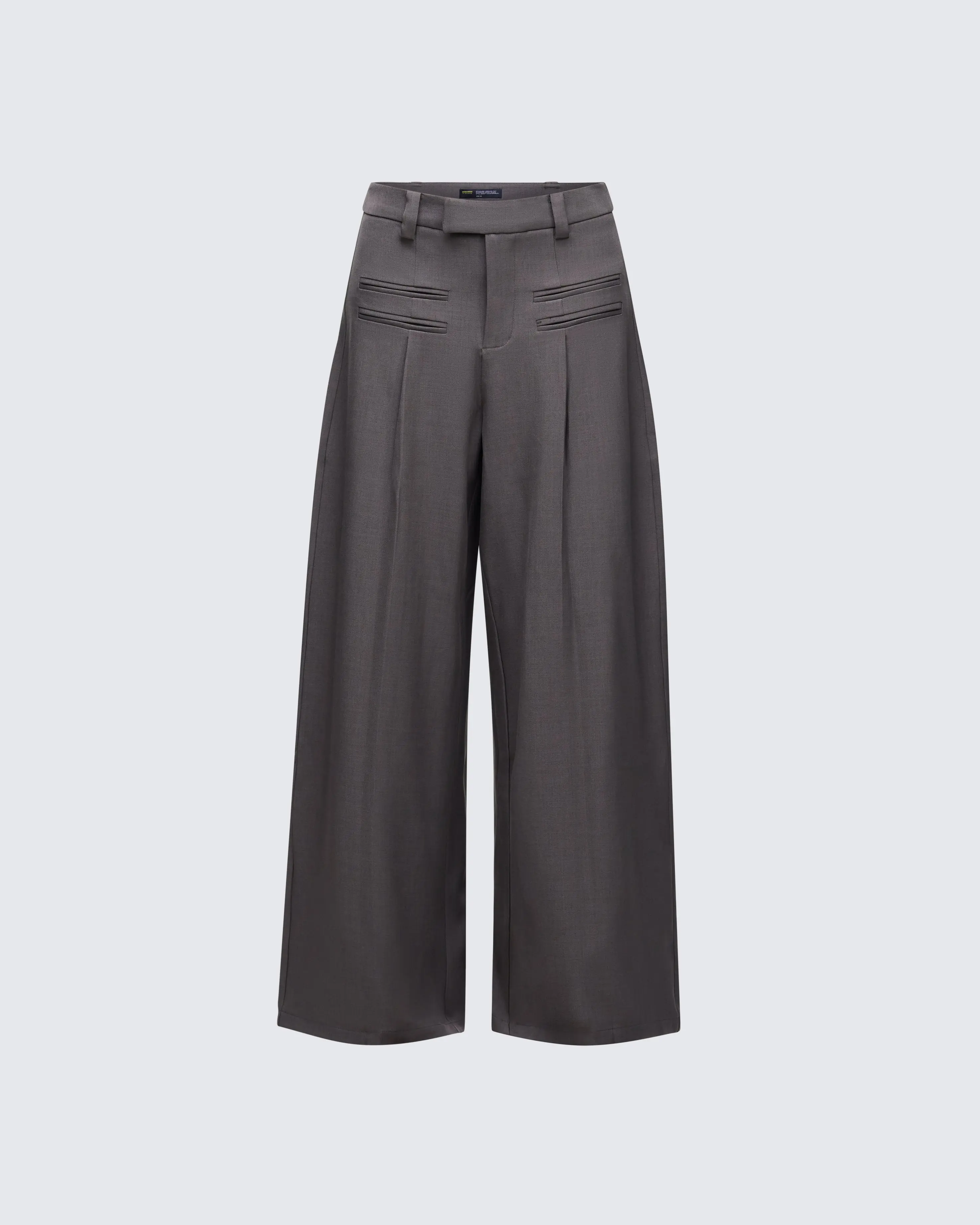 Women's Cozbi Grey High-Waisted Pressed-Front Bottom Pants, Spandex-Blended, Hip-Flattering Design