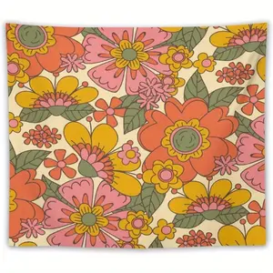 Vintage 60s 70s Floral Tapestry, Hippie Floral Bohemian Print Hanging, Unisex Home Decor Art, Suitable Living Room, Bedroom, Dormitory