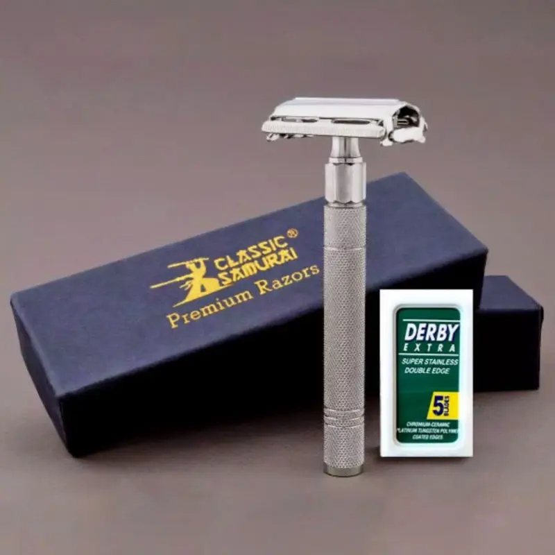 Premium safety Razor Twist Open Butterfly Style Men's Shaving De Safety Razor 5 Blades Included Classic Vintage Design for Comfort and Protection