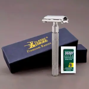 Premium safety Razor Twist Open Butterfly Style Men's Shaving De Safety Razor 5 Blades Included Classic Vintage Design for Comfort and Protection
