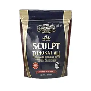 Café Divina Sculpt Tongkat Ali Performance Enhancing Coffee Infused with 100% Organic Fish Sweetened with Monk Fruit 14.8 oz Fitness 20 Sachets per Bag.
