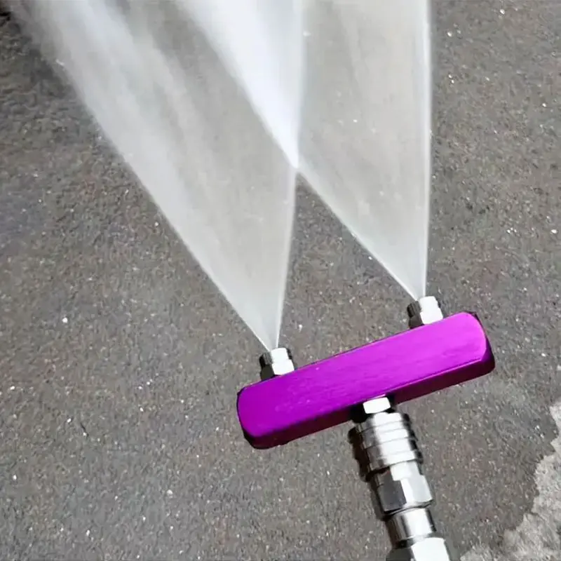Dual Nozzle High Pressure Washer Adapter, Aluminum Alloy Material with Stainless Steel Diverter, 1/4 Inch Quick Connect, High Flow Adjustable Nozzle for Car Wash and Garden Maintenance, Garden Hose Connector, Adjustable Dual Spray, Water Nozzle