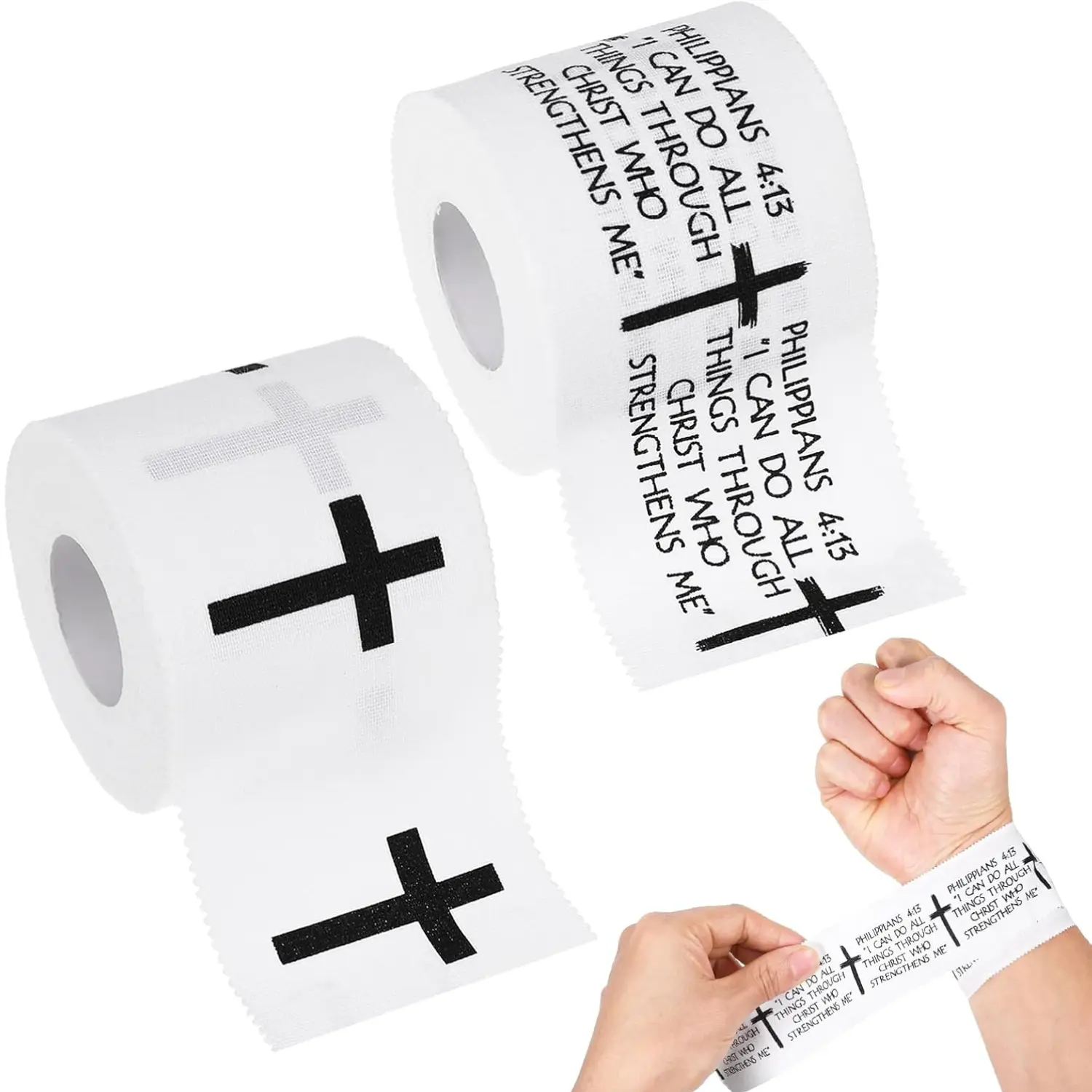 Christian Athletic Tape with Cross Motif, Soft Cotton Training Gear for Unisex Adults, Breathable & Self-Adhesive for Universal Sport, 1.5 in x 23 ft, Roll Size