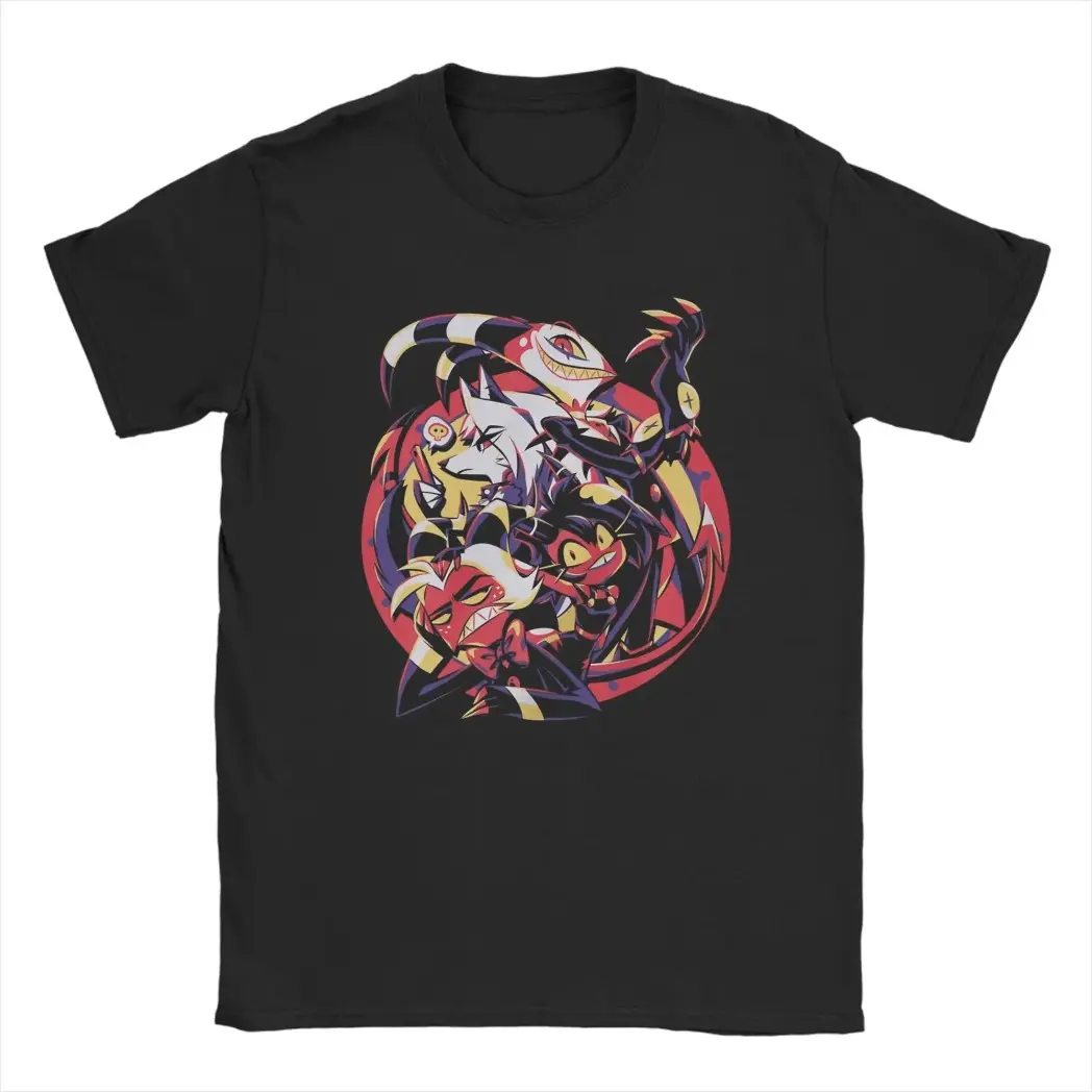 Cartoon H-Hazbin HotelS Men's T Shirt  Crazy Tee Shirt Short Sleeve O Neck T-Shirt Cotton Adult Tops, Unisex Graphic T-Shirt, Soft Cotton, Perfect Gift for Any Occasion