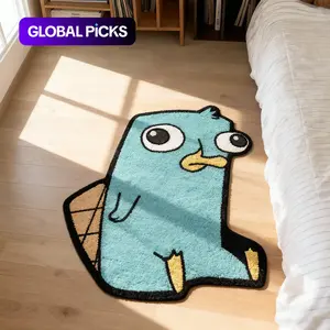 Funny Platypus Cartoon Pattern Rug, Soft Plush Blue Carpet, Fluffy Modern Rug, Unique Decorative Mat for Living Room, Gaming Room, Casual Style #TOP PICKS
