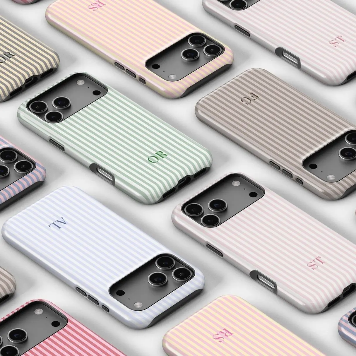 Magsafe Personalized Neutral Stripes Phone Case Custom Monogram Cute Initials Minimalist iPhone 17 16 15 14 MagSafe