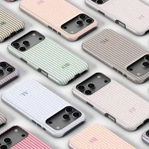 Magsafe Personalized Neutral Stripes Phone Case Custom Monogram Cute Initials Minimalist iPhone 17 16 15 14 MagSafe