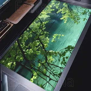 Green Pond tree Mouse Pad Large Computer Office accessories Table Mats Rubber Anti-slip PC Gaming computer Keyboard Mousepads Long HD Printing XXL 400x900mm Desk Mat