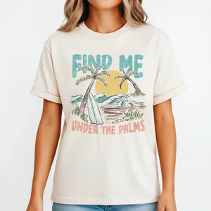 Beach Summer Tropical T-shirt - Vintage Palm Tree & Retro Island Graphic Tee - Tropical Aesthetic Beachwear & Summer Vacation Gift Unisex T-Shirt