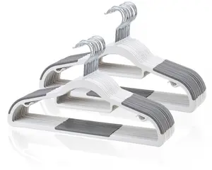 20-Pack Heavy Duty Plastic Clothes Hangers, Space Saving Slim (0.2 Inches) Non-Slip with Rubber Pads, 360° Swivel Hook, Closet Organizer for Shirt, Pants, Suit, Skirt, Coat, Gray