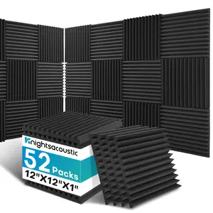 Sound Proof Foam Panels For Walls  52 Packs Noise Reduction Foam Panels 1" x 12" x 12" 12 Grooves. Acoustic Panels Foam Panels for room decoration, ideal for creators, streamers, and gamers. No adhesive