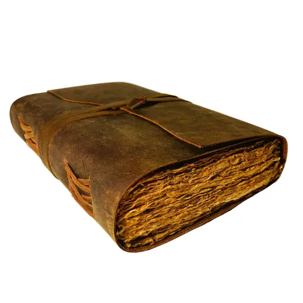 Vintage Leather Journal With 200 Deckle Edge Pages, Unlined Rustic Notebook for Writing, Sketching & Journaling 7"x5"