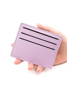 Ultra-Thin Minimalist Women's Card Holder, 6 Slot Leather Design, Portable Daily Commute Organizer, Cartoon Pattern, All Seasons