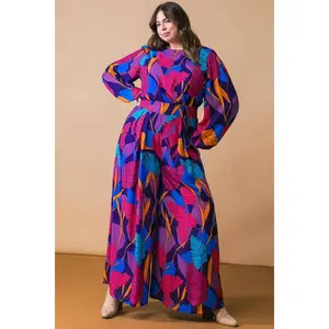 A printed woven jumpsuit - IP8133-P: NAVY / Plus Size / 3XL