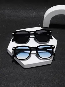 Men's Retro Colored Lenses Sunglasses, Lightweight Durable Fashion Trendy Outdoor Sun Glasses, Casual All-Seasons Gift for Friends