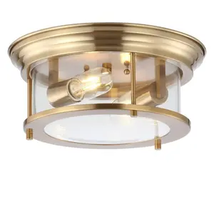 JONATHAN Y Lauren 13.25" Metal/Glass LED Flush Mount