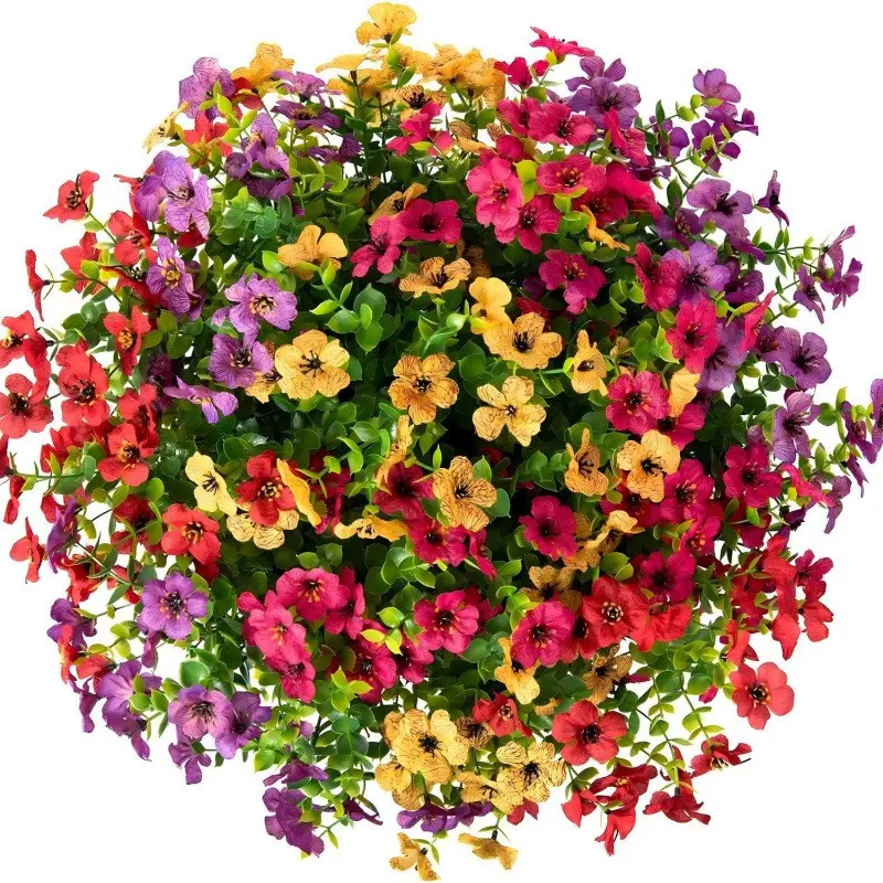 Artificial Flowers 6/12/24Pcs Set,  UV Resistant Fake Flowers, Colorful Faux Bouquet for Home Garden Party Wedding Decor Halloween
