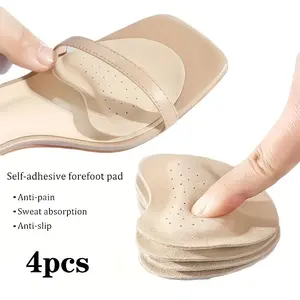 4-Pack Self-Adhesive Front Foot Mat, Non-Slip Calf Leather Artificial Pad, Suitable for High Heels, Comfortable Reinforced Sandals Lining, Sweat Absorption and Pain Prevention