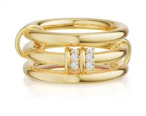 Stackable 14K Gold Plated Zircon Rings for Women, Cubic Zirconia Statement Rings, Non Tarnish Ring Set, Dainty Gold Rings for Women, Trendy Fashion Chunky Stacking Rings Back to school