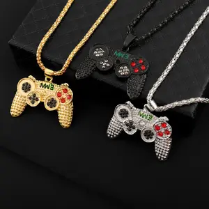 3pcs Game Controller Pendant Necklace Set, Hip-Hop Style Party Preparation Game Jewelry Accessories for Boys, Holiday Gift Creativity