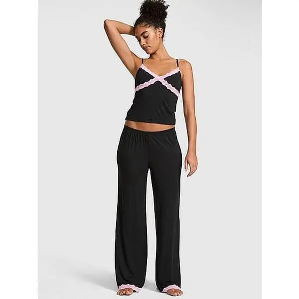 PINK Modal Lace-Trim Cami & Pants Pajama Set