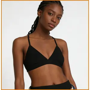 Vibe Outdoor KiKI Light Support Yoga Bra: Minimalist Black Triangle Bralette for Women | All-Day Comfort for Active Lifestyles