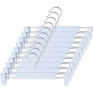 10 Pack Pants Hangers with Adjustable Non-Slip Clips Anti-Rust  Hook for Trouser,Skirts,Jeans,Clothes Hangers Blue