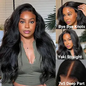 Sergina.d's Same Julia Hair Yaki Straight 7x5 Byebye Knots Pre Cut Lace Front Human Hair Wig