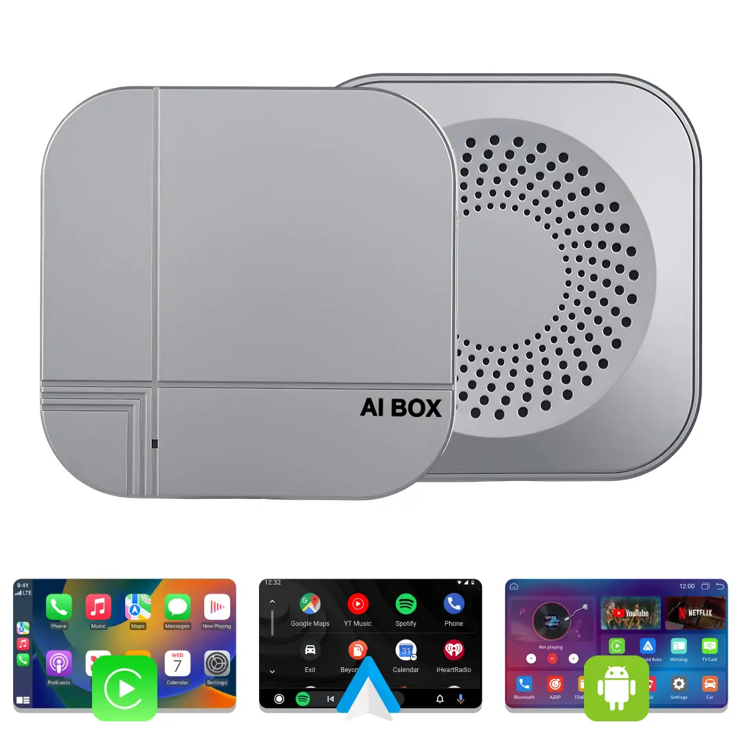【FOZETOP】2026 Wired CarPlay to Wireless AI Box 2GB+16GB Allwinner H618 Android 12 Dual Band 2.4G+5G WiFi Support Netflix YouTube TikTok Streaming CarPlay & Android Auto Plug and Play Car Adapte