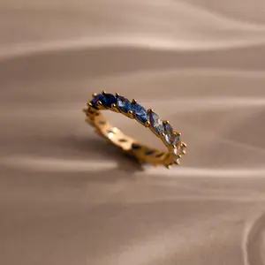 Blue Marquise Ombre Ring by Caitlyn Minimalist - Sapphire Gemstone Stacking Ring - Dainty Eternity Birthstone RIng - Elegant Bridal Jewelry - Something Blue - Gift for Her