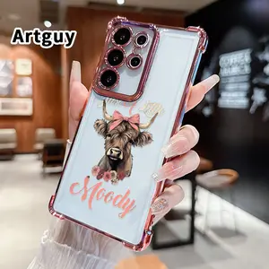 Phone Case Compatible with Samsung Galaxy S23 Ultra S24 Plus S25 S22+ FE Edge Cow with charm Pattern Four-Corner Airbag Full Coverage Protective Shockproof Casing