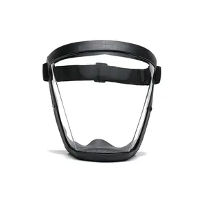Super Protective Black Face Shield, Anti Fog Clear Plastic Full Face Mask with Adjustable Elastic Band, Transparent Splash-Proof Safety Face Cover for Adults, Ideal for Kitchen Garage Working and Daily Protection