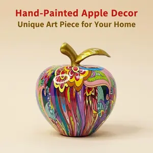 Hand-Painted Apple Decoration, Colorful Art Apple Sculpture for Modern Home Decor, Perfect for Living Room and Desktop Display