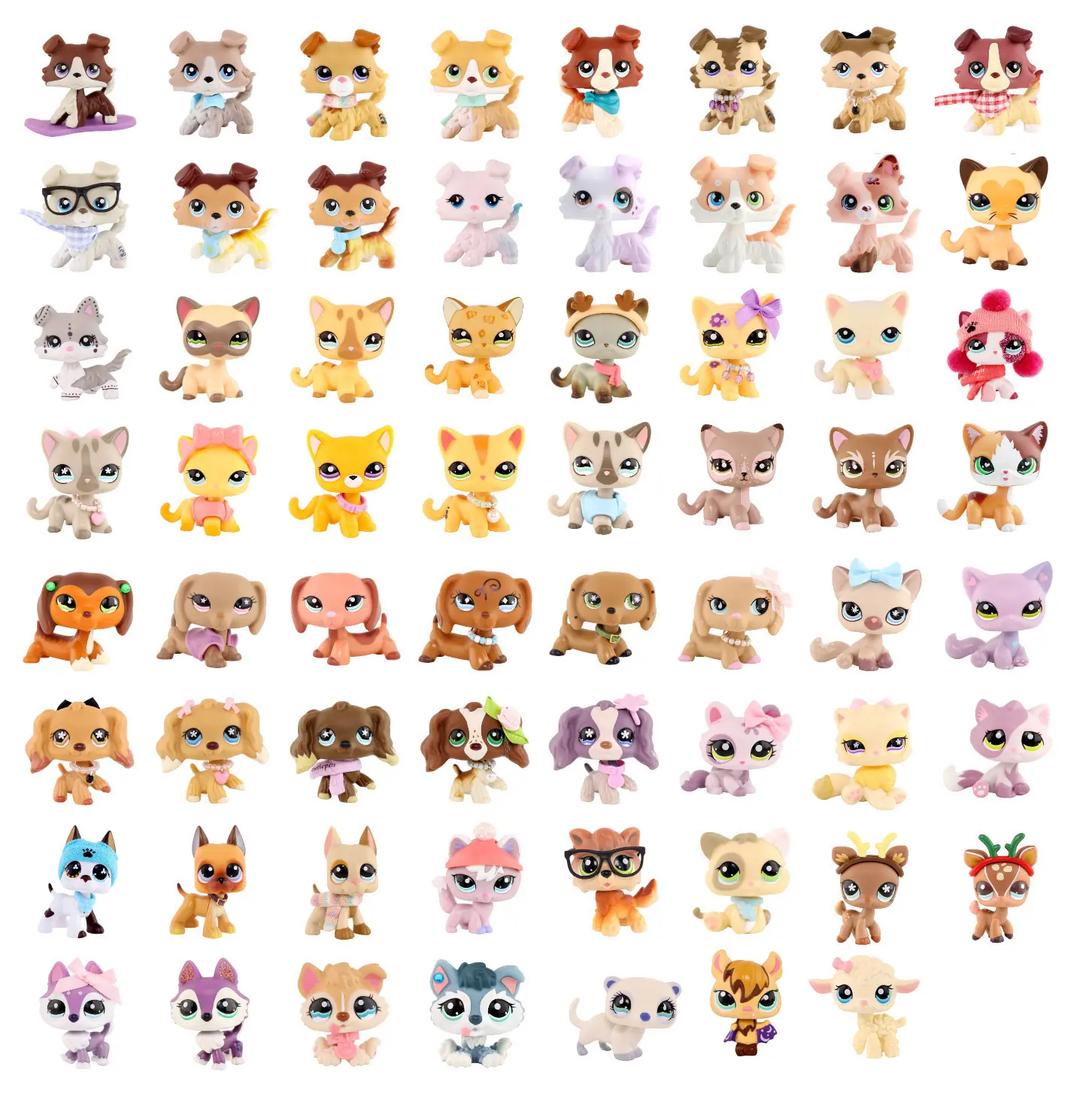 Mini Pet Shop Shorthair Cat Collie Great Dane Husky Cocker Spaniel Bobble Head Figures for Toy Pet Collectable Kids Xmas Birthday Gift Set