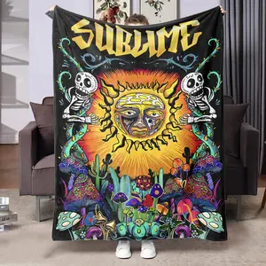 Sublime Band Psychedelic Art Flannel Blanket, Ultra Soft Cozy Microfiber Throw, Unique Design Decorative Quality Home Decor Warm Blanket for All Ages, Versatile Use