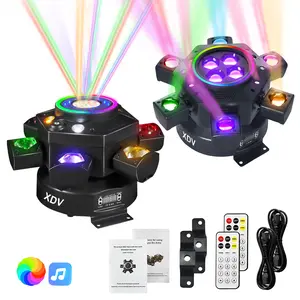 XDV 150W 6 Arms Moving Head DJ Light, RGBW Stage Light with DMX-512 & Sound Active – Perfect for Parties, Weddings & Events
