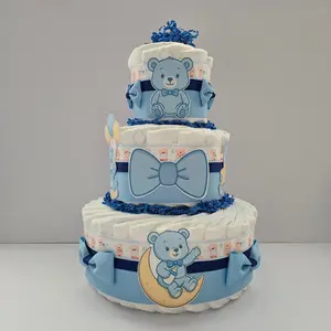 Adorable Baby Blue Teddy Bear Diaper Cake