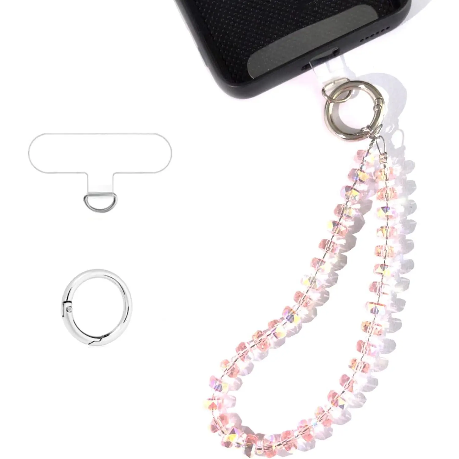 Beaded Phone Wrist Strap Charm Chain Wristlet Cellphone Lanyard Bracelet  with Tether Tab Hands-Free