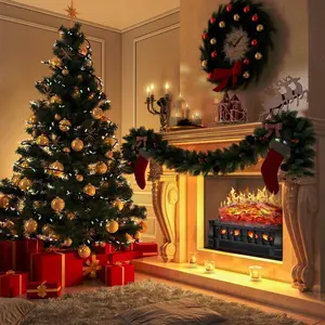 Electric Fireplace Log Set Heater, Available in Winter 21" Vintage Design Portable Freestanding Fireplace Log Heater,Christmas Room Decor,Overheated Protection,Realistic Ember Bed for Home and Office,750W/1500W for Gifts