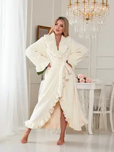 Women's Coral Fleece Bathrobe |   Long Thickened Thermal - Plush Soft, Fall Winter Loungewear comfty  pajamas