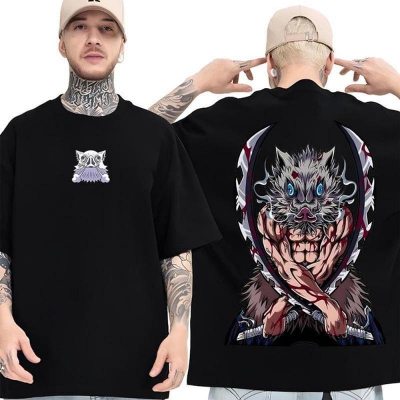 Demon Slayer Character Tee, Anime Color Shirt, Unisex Short Sleeve Tee, Epic Anime Graphic Double-Sided Tee