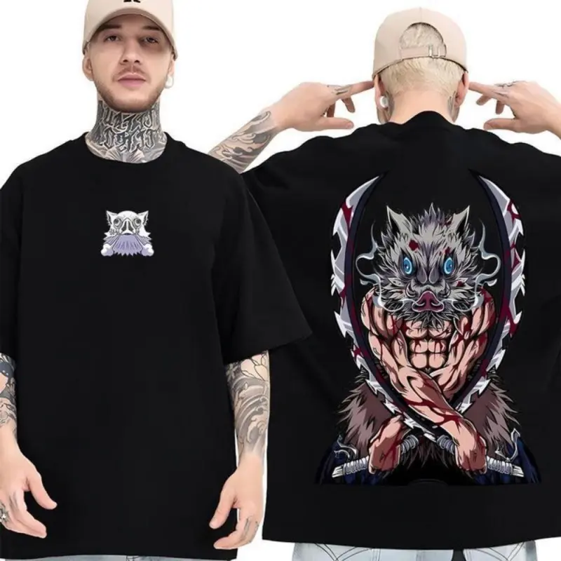 Demon Slayer Character Tee, Anime Color Shirt, Unisex Short Sleeve Tee, Epic Anime Graphic Double-Sided Tee
