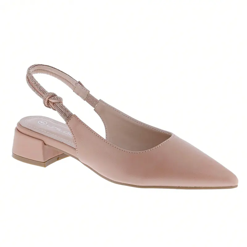 Women's Slingback Flats Double Strap Block Low Heel Sandals Two Toned Classic Dress Shoes