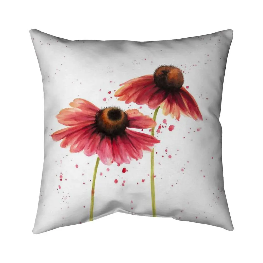 16x16 in Romantic 2 Pink Daisies Botanical Print Pillow with 360 Stand - Polyester Fill Insert, Model 5541-1616-FL204, Home Decor Accent, Standard Throw Pillow