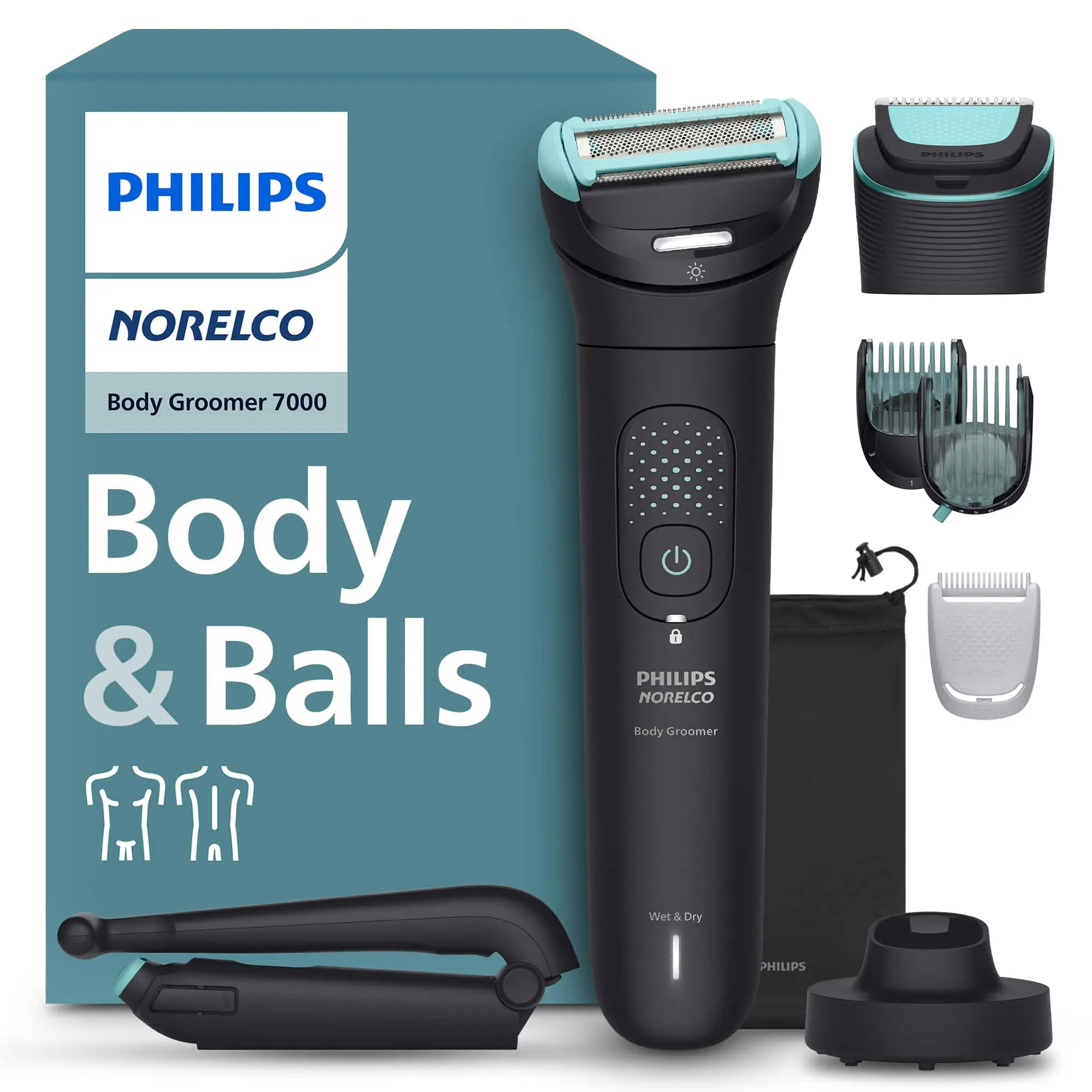 Body Groomer 7000, Men's Electric Intimate & Full Body, Dual Head Trim & Shave, Showerproof, BG748050